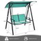 Durable Green Steel Frame 2-Person Outdoor Swing with Adjustable Polyester Canopy